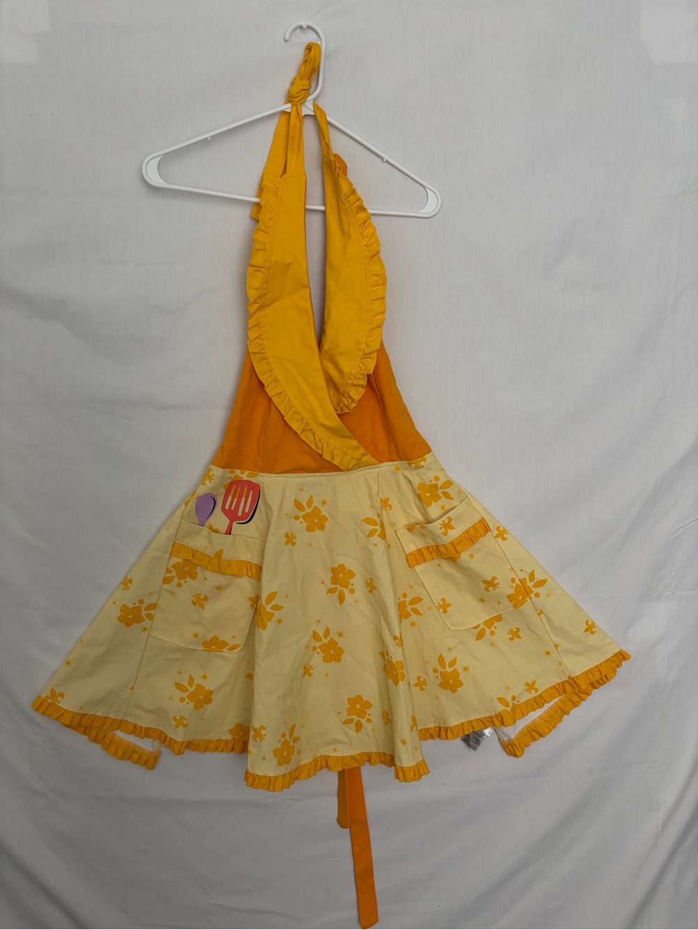 Disney Parks Tiana Princess and the Frog Yellow Floral Ruffle Apron One Sz(A862)